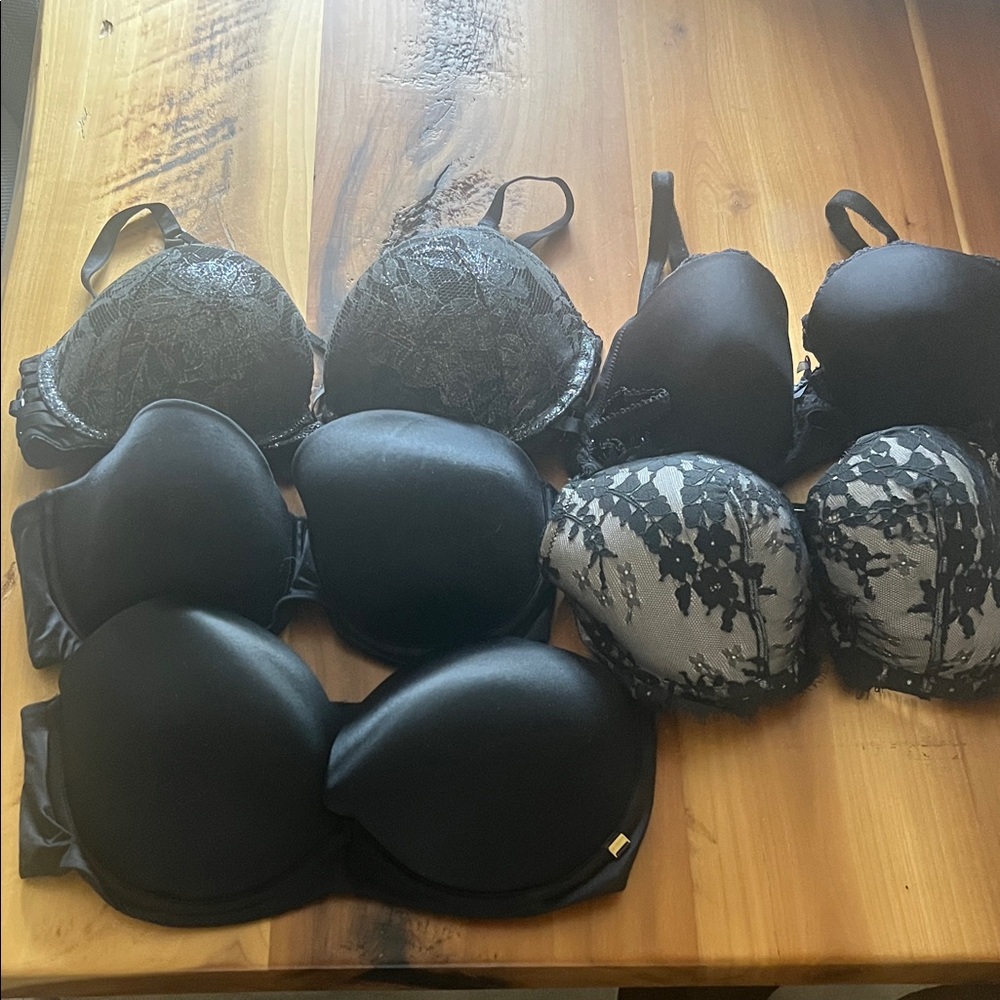 Victoria's Secret Black and Gray Lace Bras Set